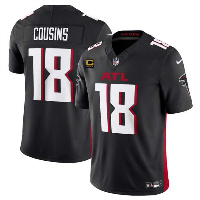 Men & Women & Youth Atlanta Falcons #18 Kirk Cousins Black 2024 F.U.S.E With 4-Star C Patch Vapor Untouchable Limited Stitched Jersey,We sell and wholesale Men & Women & Youth Atlanta Falcons #18 Kirk Cousins Black 2024 F.U.S.E With 4-Star C Patch Vapor Untouchable Limited Stitched Jersey on line form chian!